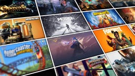 Promotional art for the Epic Games Store showing several tile cards for games available on the store.