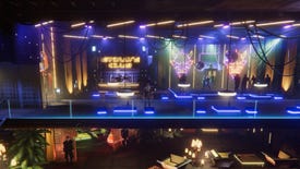Conrad stands in a neon-soaked club from Flashback 2.