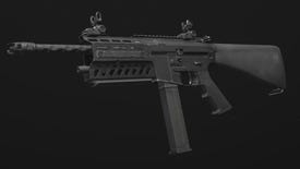 A close-up of the AMR9 SMG in Modern Warfare 3.