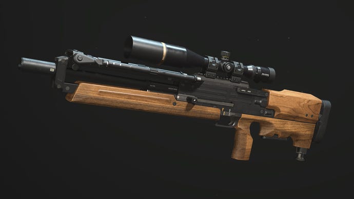 A close-up of the Carrack .300 Sniper Rifle in Modern Warfare 3.