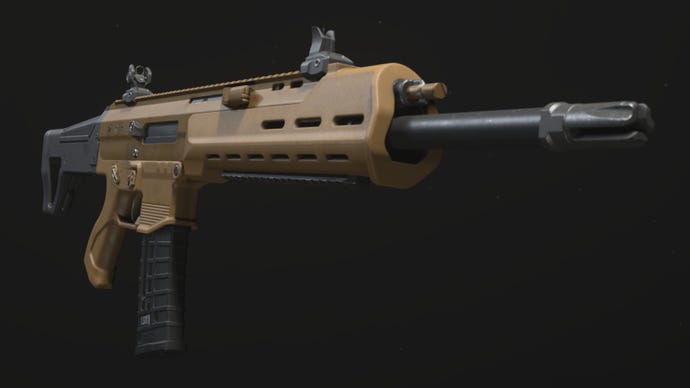 A close-up of the MCW Assault Rifle in Modern Warfare 3.