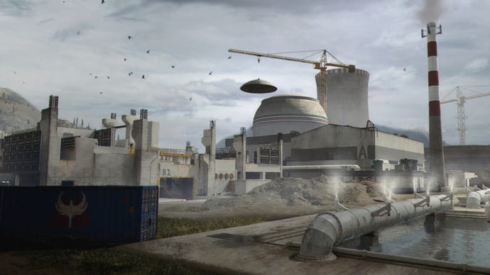 An establishing shot of the Modern Warfare 3 map Popov Power.