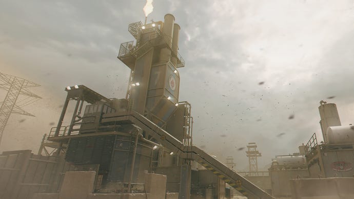 An establishing shot of the Modern Warfare 3 map Rust.