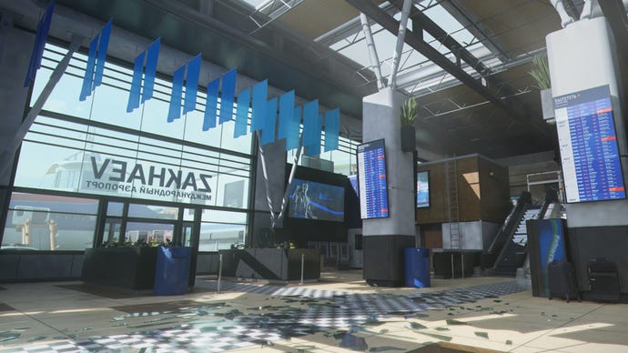 An establishing shot of the Modern Warfare 3 map Terminal.