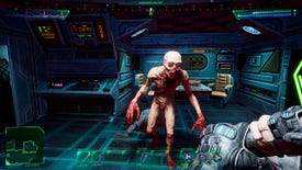 A humanoid alien advances in the System Shock Remake