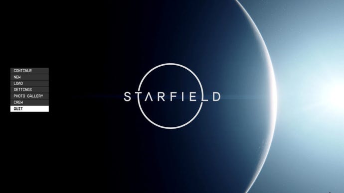 The Starfield main menu, as shown in the Quick And Clean Main Menu mod.