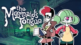 The key art for The Mermaid's Tongue, showing the game's logo and two lead detective characters