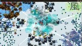 A player levitates in a snowy field surrounded by Japanese-inspired monsters in Vampire Survivors' first DLC Legacy Of The Moonspell.