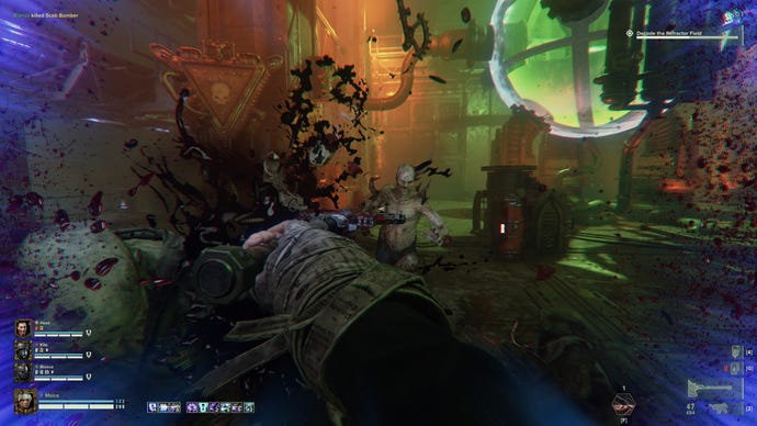 Grimdark ultraviolence in a Warhammer 40,000: Darktide screenshot.